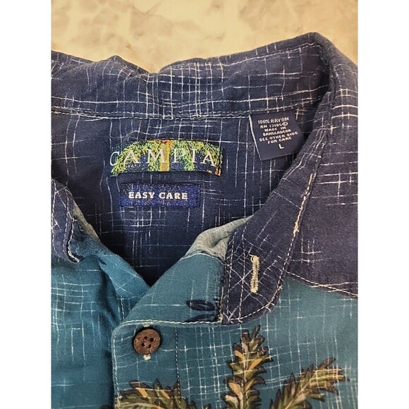 Campia Moda Mens Large Shirt Hawaiian Cruise Vacation Palm Island - Picture 5 of 7